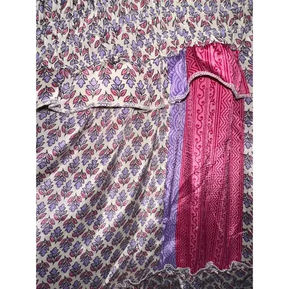 PERRY WALKER COLLECTIVE SILK BLEND INDIA BLOCK PRINT PATCHWORK BOHO MAXIDRESS 3 - Picture 8 of 11